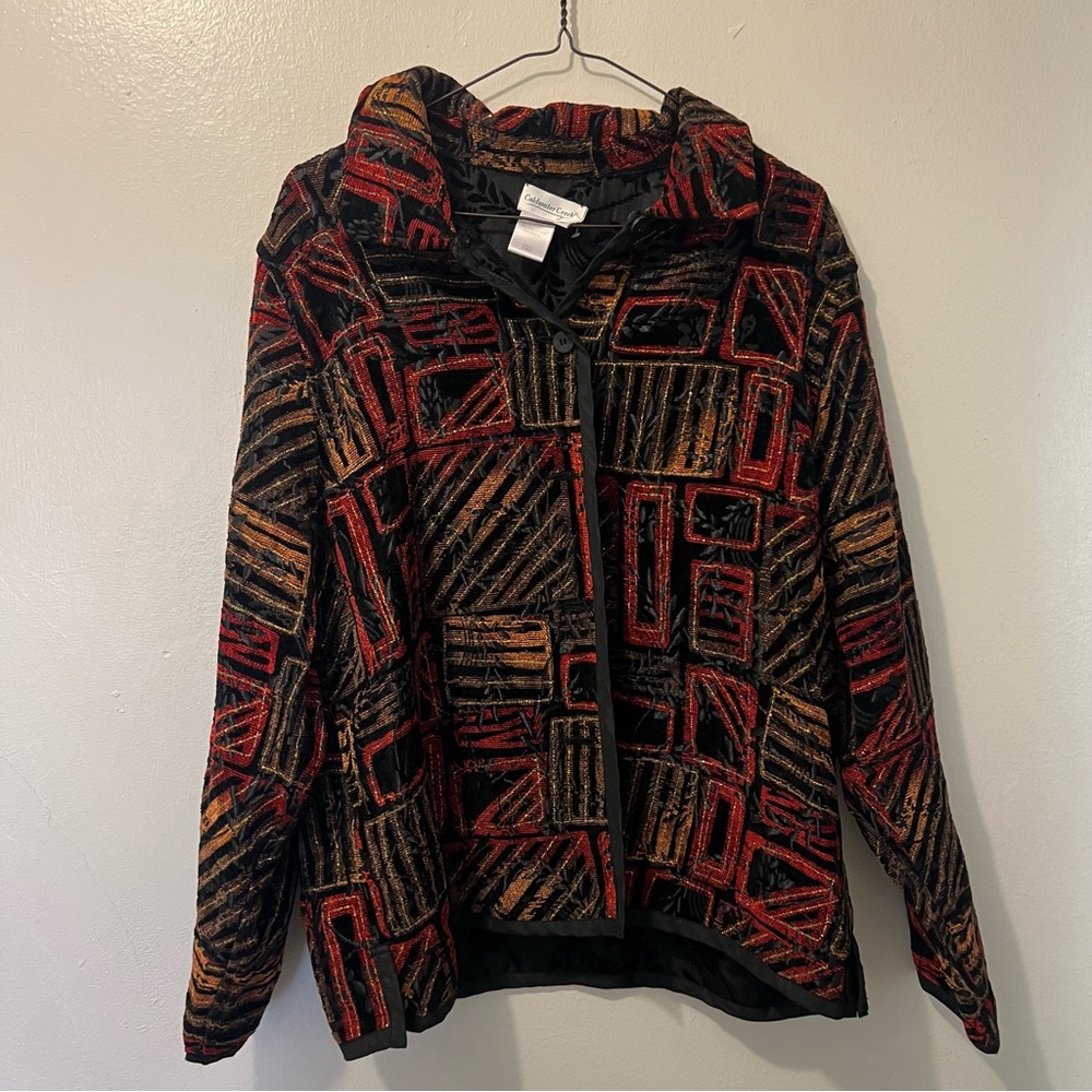 Coldwater Creek Reversible Jacket Coat Patchwork Jacquard